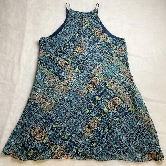 BCBGeneration Womens Multicolor Lightweight Floral Mint Tea A-Line Dress Size L - Picture 13 of 14